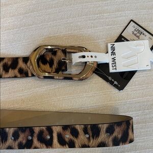 Nine West Animal Print Belt with Gold Buckle